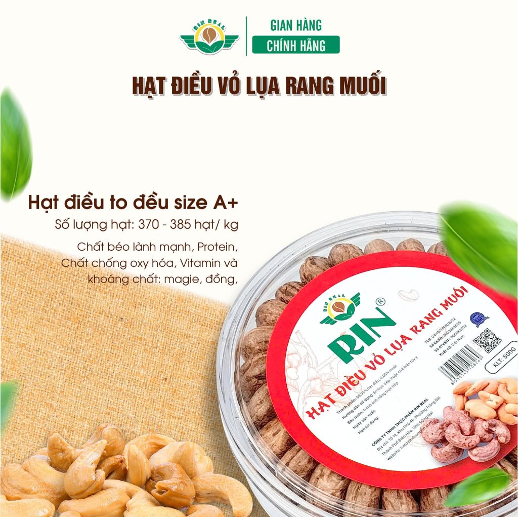 Hạt điều võ lụa rang muối nhà Rin Real