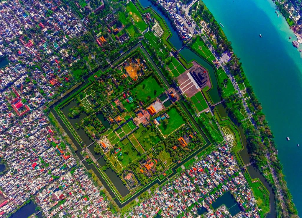 The imperial city of Hue, when viewed from above, appears like a masterpiece. - 2