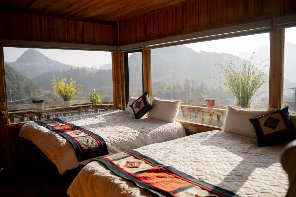 Phòng Đôi 2 Giường View Cột Cờ | Nhà hàng & Homestay Hiển Xuyến – Lô Lô Chải