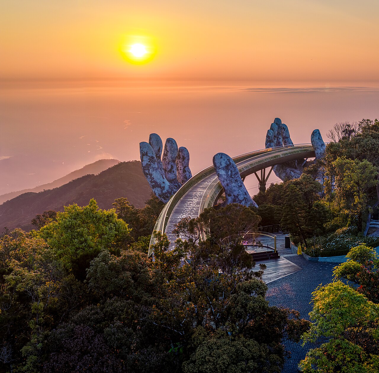 Golden Bridge Ba Na – the stone hands lifting the entire strip of clouds amidst the vast mountains. - 2