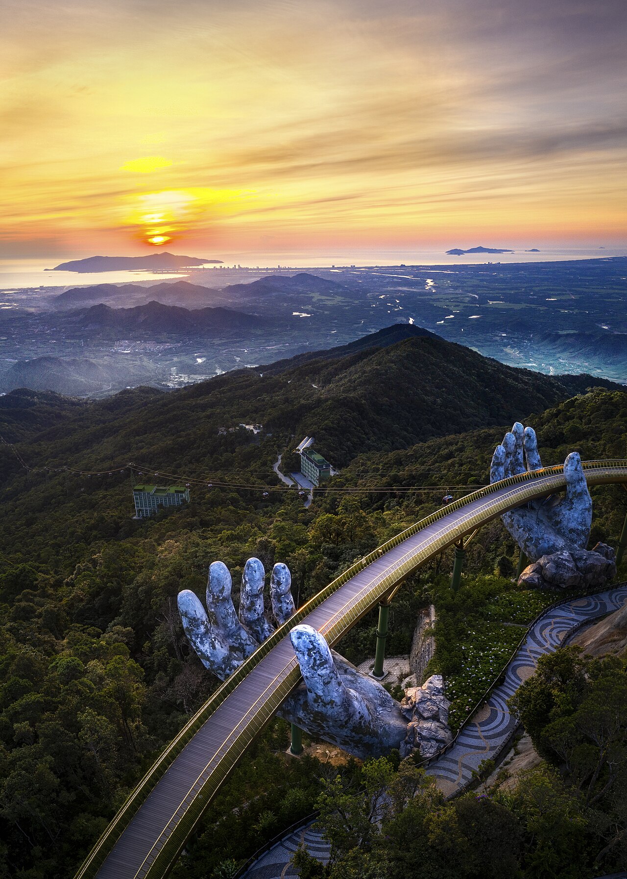 Golden Bridge Ba Na – the stone hands lifting the entire strip of clouds amidst the vast mountains. - 1